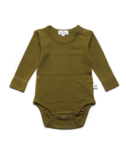 Wollen Romper lange mouwen - Merinowol - Fir Green