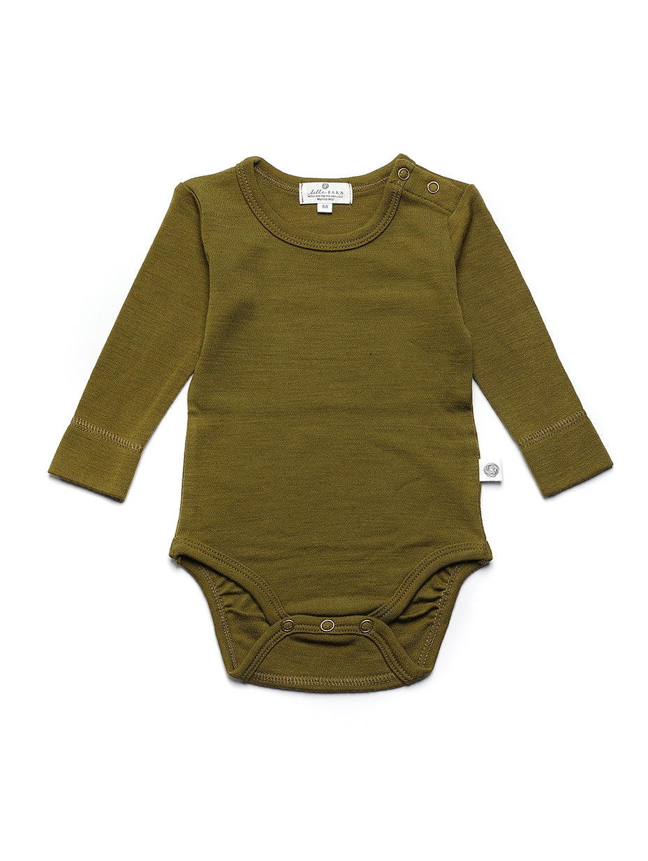 Wollen Romper lange mouwen - Merinowol - Fir Green