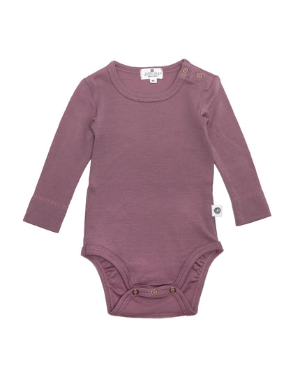 Long-sleeved wool romper - Merino wool - Grape shake