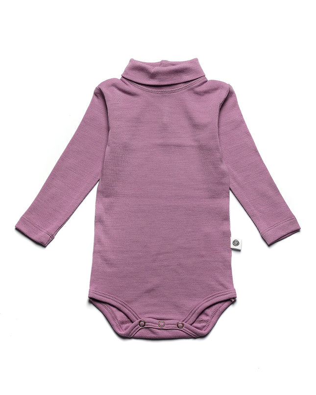 Wollen romper lange mouwen met col - Merinowol - Lavender Mist