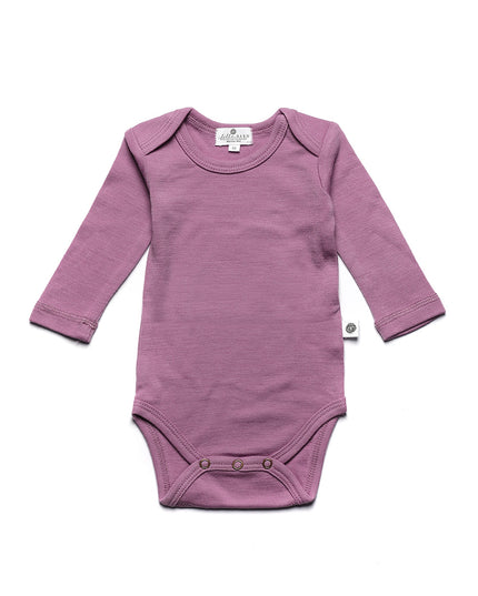 Woll-Strampler mit langen Ärmeln - Merinowolle - Lavender Mist