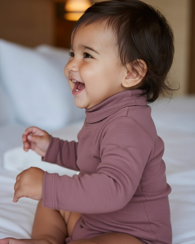 Wollen romper lange mouwen met col - Merinowol - Lavender Mist