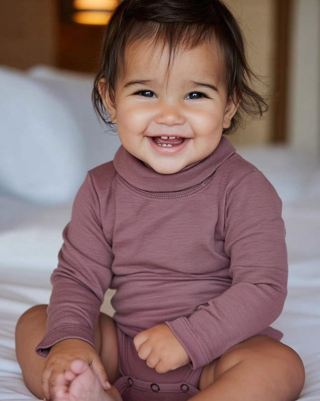 Wollen romper lange mouwen met col - Merinowol - Lavender Mist