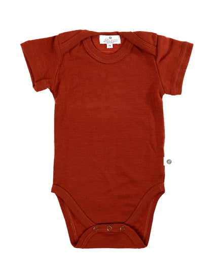 Wollen Romper korte mouwen – Merinowol - Burnt Henna - Lille Barn - With ♥ for the smallest