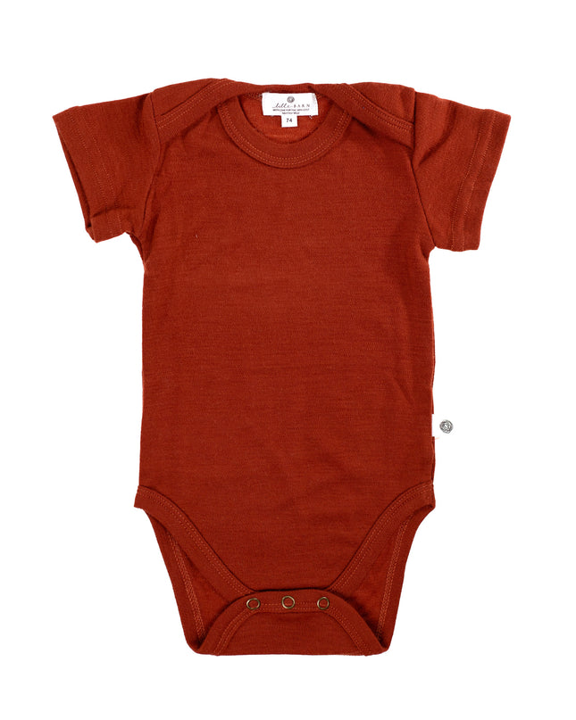 Wollen Romper korte mouwen – Merinowol - Burnt Henna - Lille Barn - With ♥ for the smallest