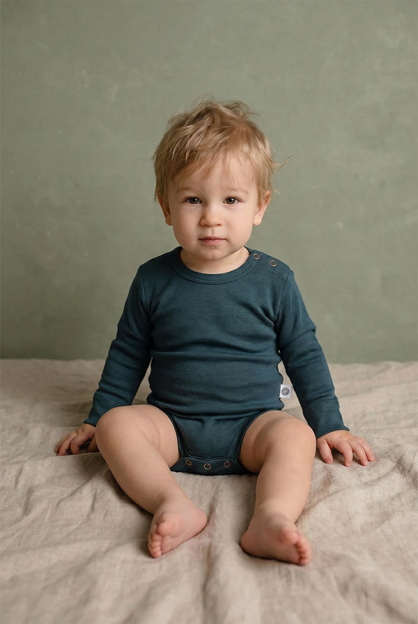 Wollen Romper lange mouwen - Merinowol - Orion Blue
