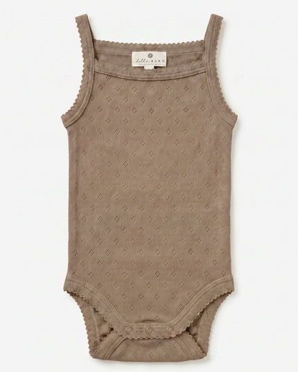 Wool pointelle romper with straps - merino wool - Funghi