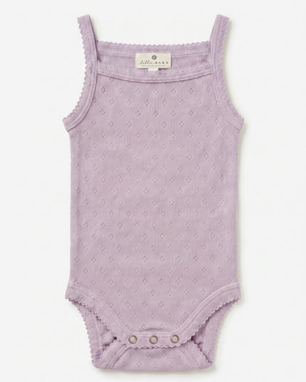 Uldromper i pointelle med stropper - merinould - Lavender Frost