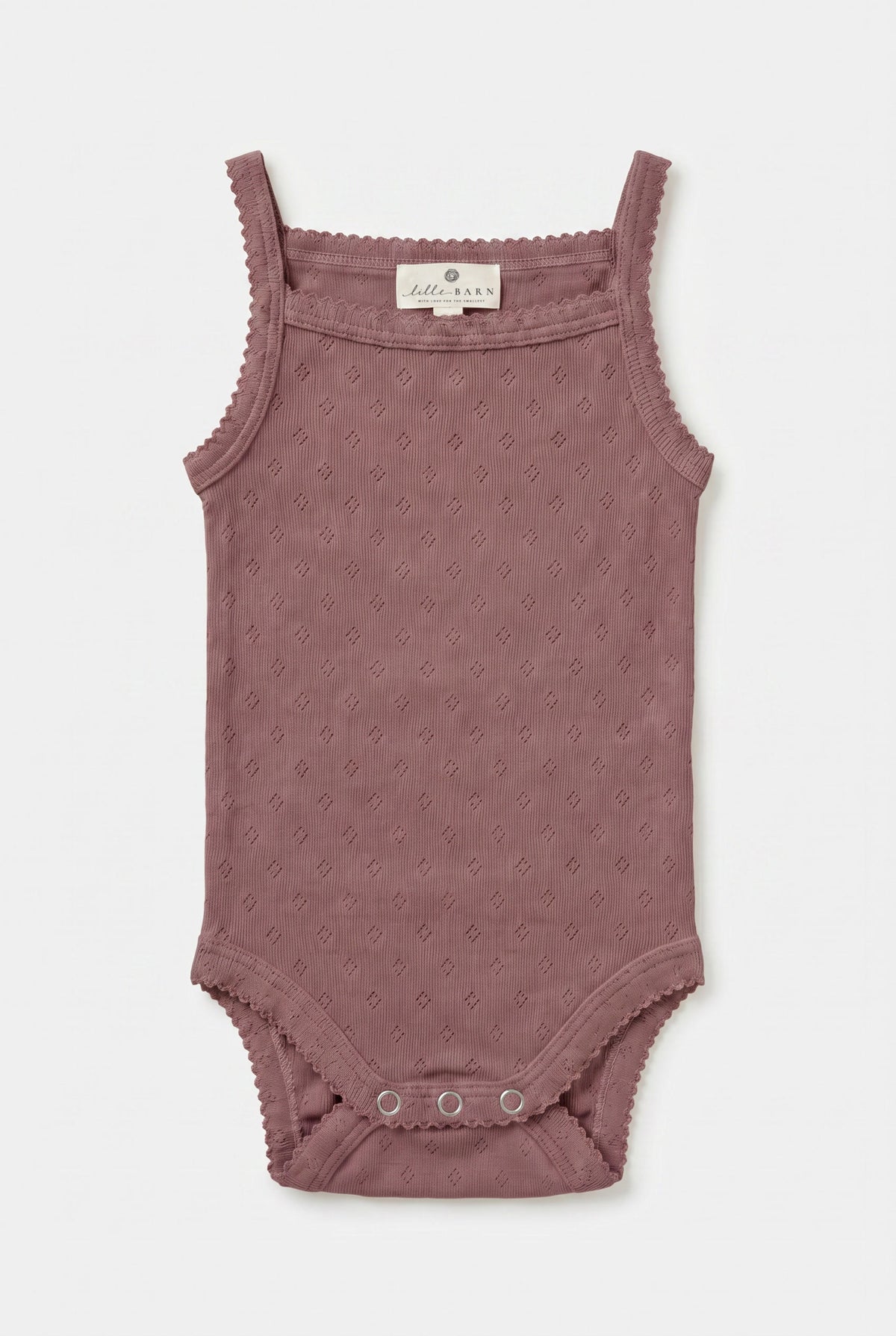 Wollen romper pointelle met bandjes - merinowol - Rose Brown
