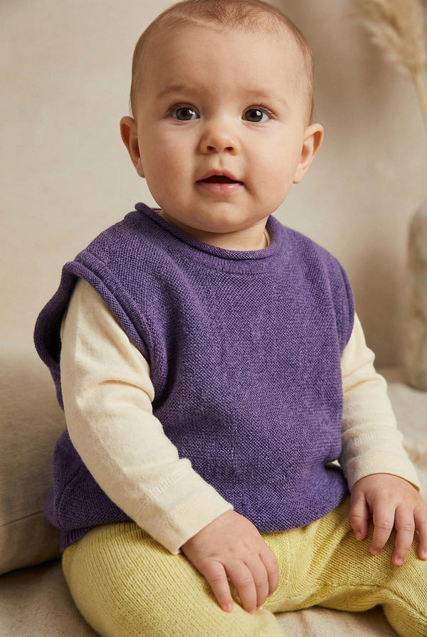 Merinowol gebreide baby spencer - Violet