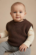 Merinowol gebreide baby spencer - Carob