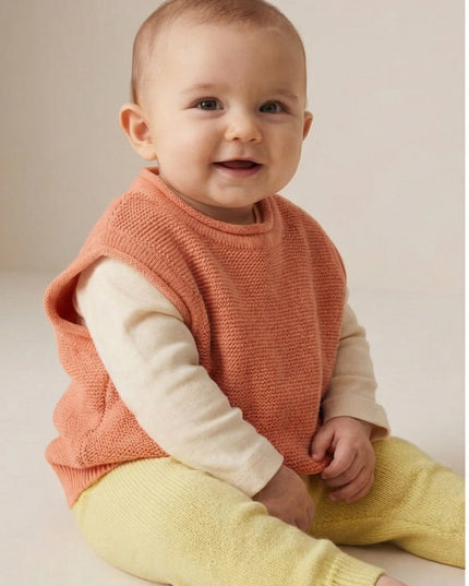 Merinowol gebreide baby spencer - Peach Fuzz