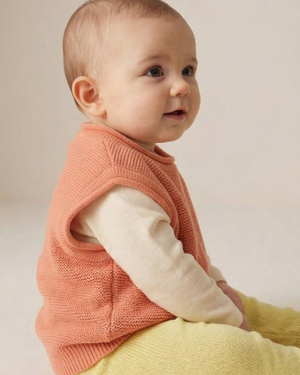 Merinowol gebreide baby spencer - Peach Fuzz