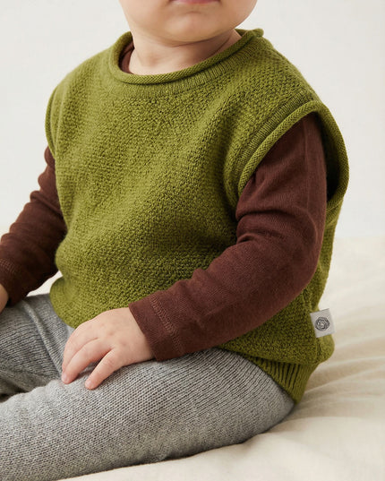 Merinowol gebreide baby spencer - Pickle