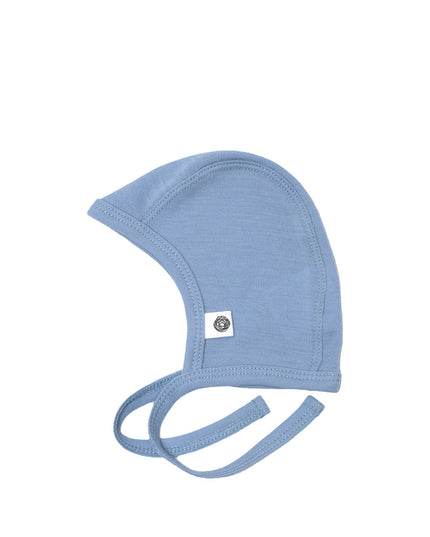 Baby woolen bow hat – Merino wool - Blue Fog