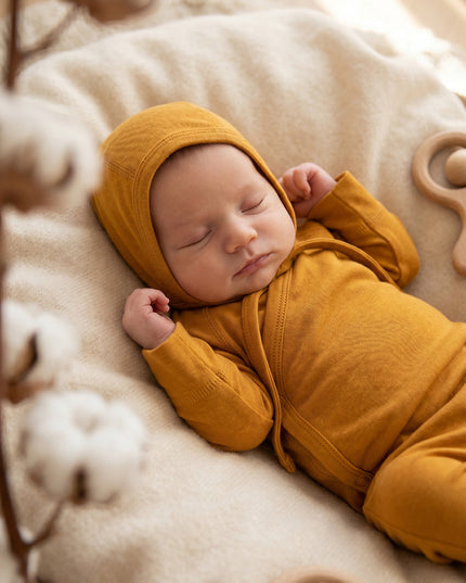 Baby wollen strikmuts – Merinowol - Harvest Gold