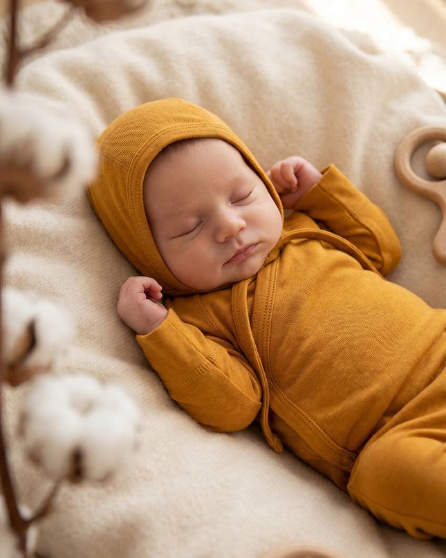 Baby wollen strikmuts – Merinowol - Harvest Gold