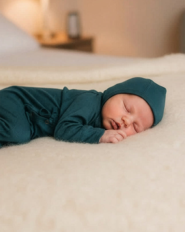 Baby wollen strikmuts – Merinowol - Orion Blue