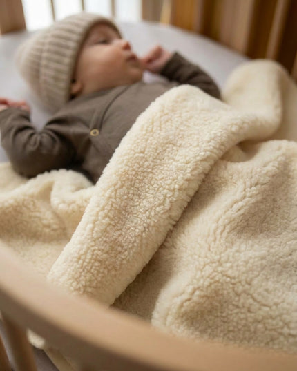 Wollen wiegdeken - 75x100cm - enkellaags - Merinowol - Naturel