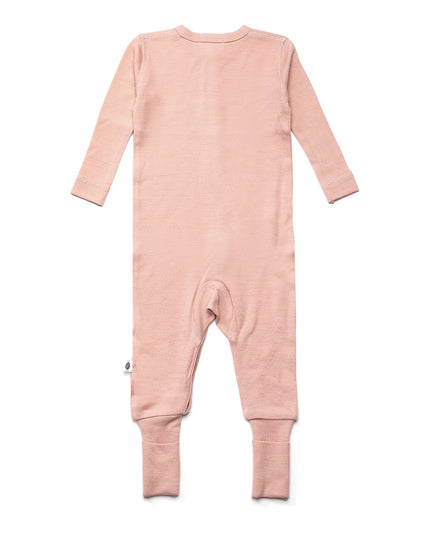 Wool baby romper/playsuit - Merino wool - Misty Rose