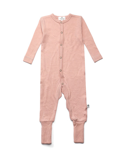 Wool baby romper/playsuit - Merino wool - Misty Rose