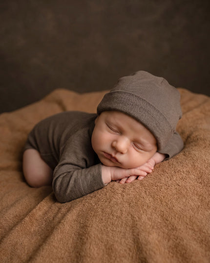 Wollen baby muts - Merinowol - Walnut