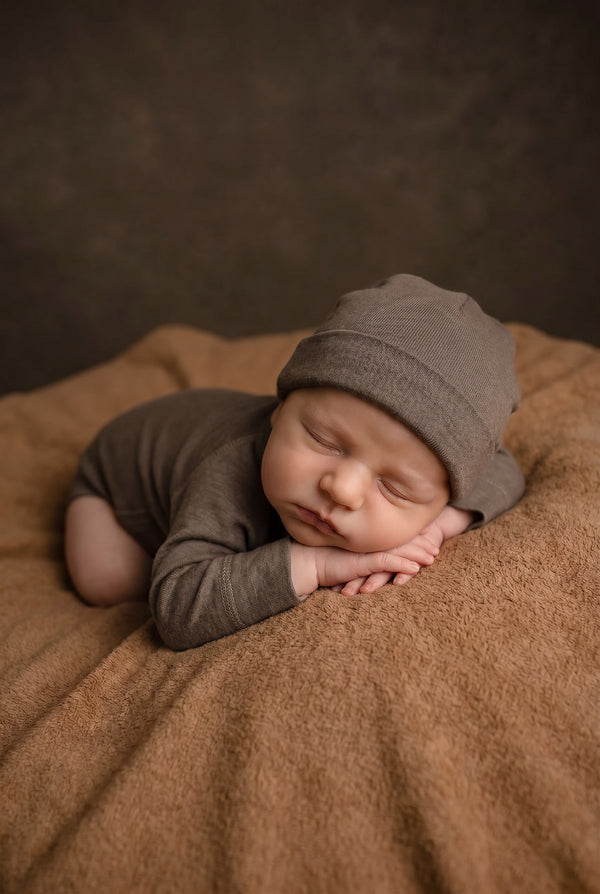 Wollen baby muts - Merinowol - Walnut
