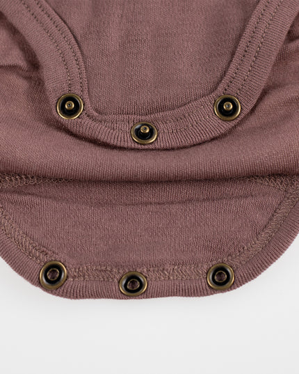 Wollen Romper korte mouw – Merinowol - Twilight Mauve