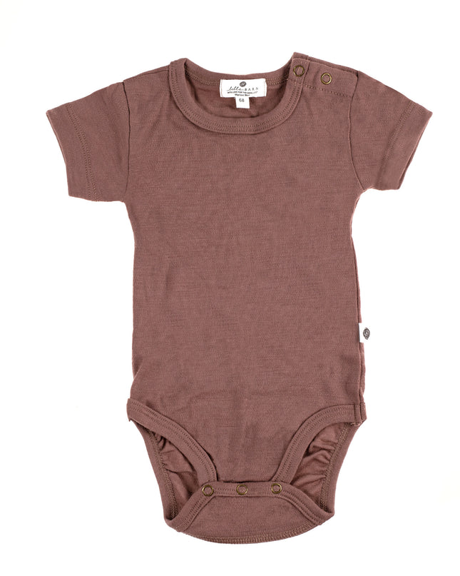 Wollen Romper korte mouw – Merinowol - Twilight Mauve