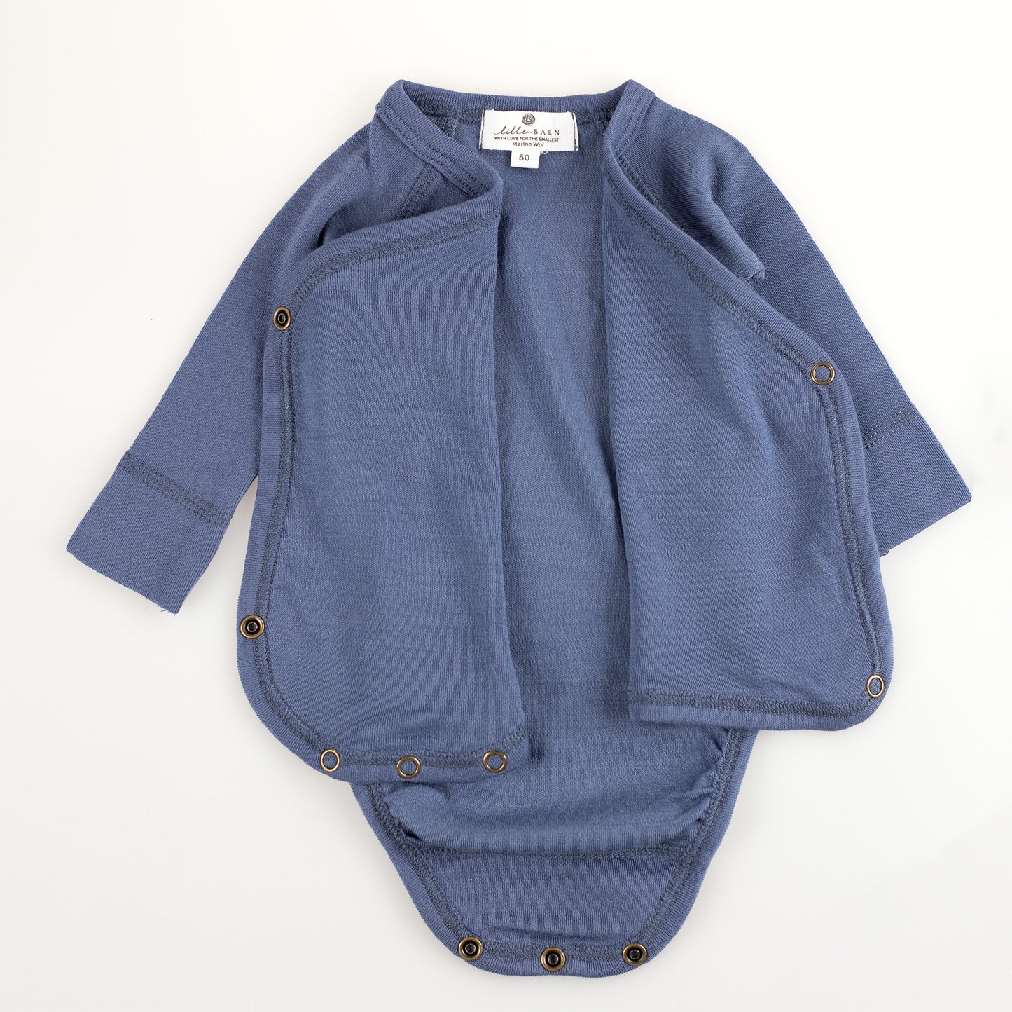 Wollen Overslagromper lange mouw – Merinowol - Vintage Indigo