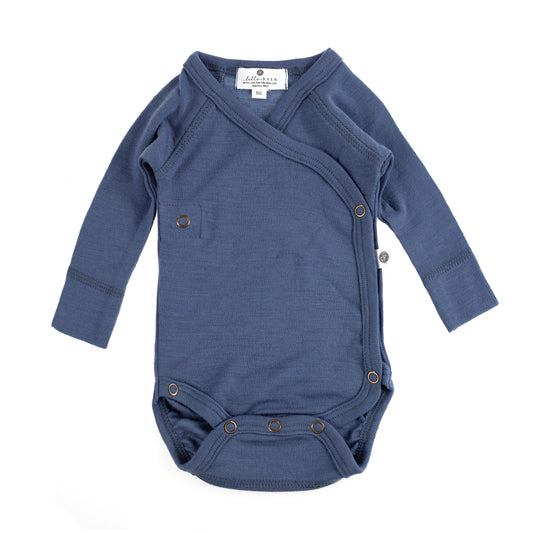 Wollen Overslagromper lange mouw – Merinowol - Vintage Indigo