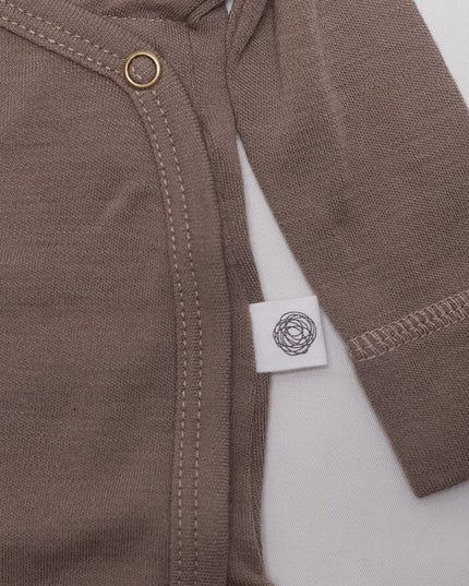 Wollen Overslagromper lange mouw – Merinowol – Walnut