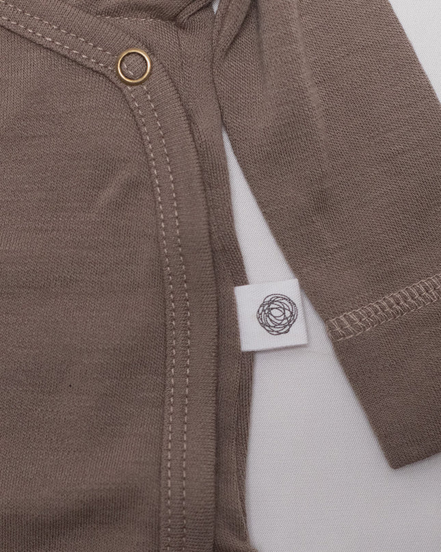 Wollen Overslagromper lange mouw – Merinowol – Walnut