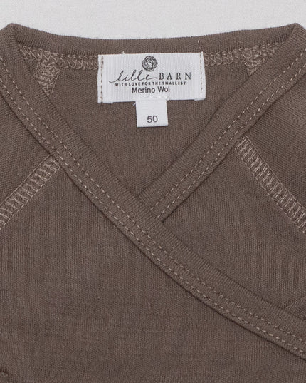 Wollen Overslagromper lange mouw – Merinowol – Walnut