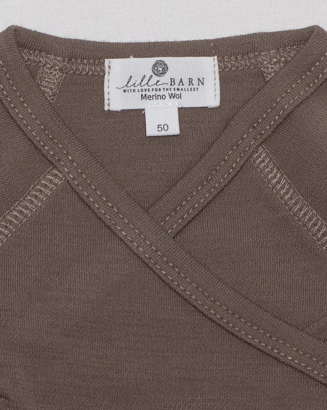 Wollen Overslagromper lange mouw – Merinowol – Walnut