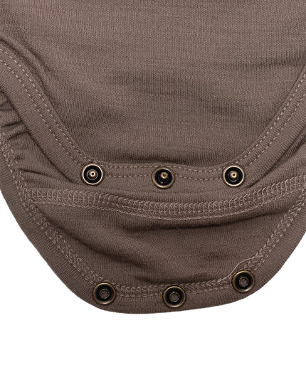 Wollen Overslagromper lange mouw – Merinowol – Walnut