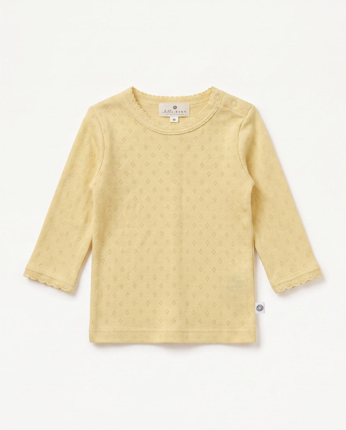 Wollen truitje pointelle - merinowol - Dusty Yellow