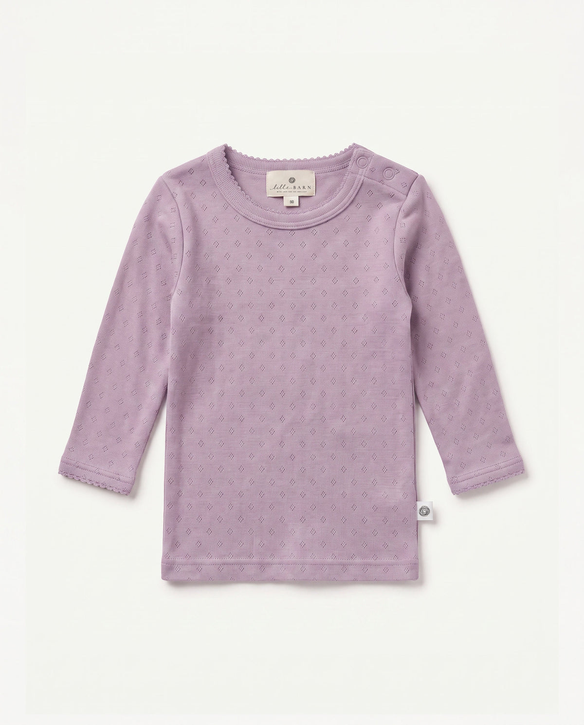 Pull en laine pointelle – laine mérinos – Lavender Frost