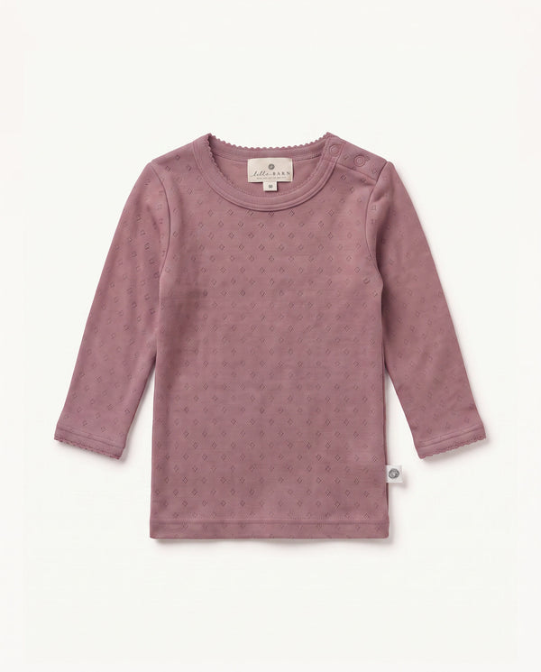 Uldtrøje pointelle – merinould – Rose Brown
