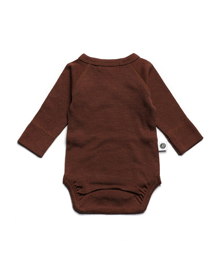 Wollen Overslagromper lange mouw – Merinowol –Cinnamon