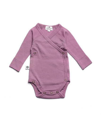 Wollen Overslagromper lange mouw – Merinowol – Lavender Mist