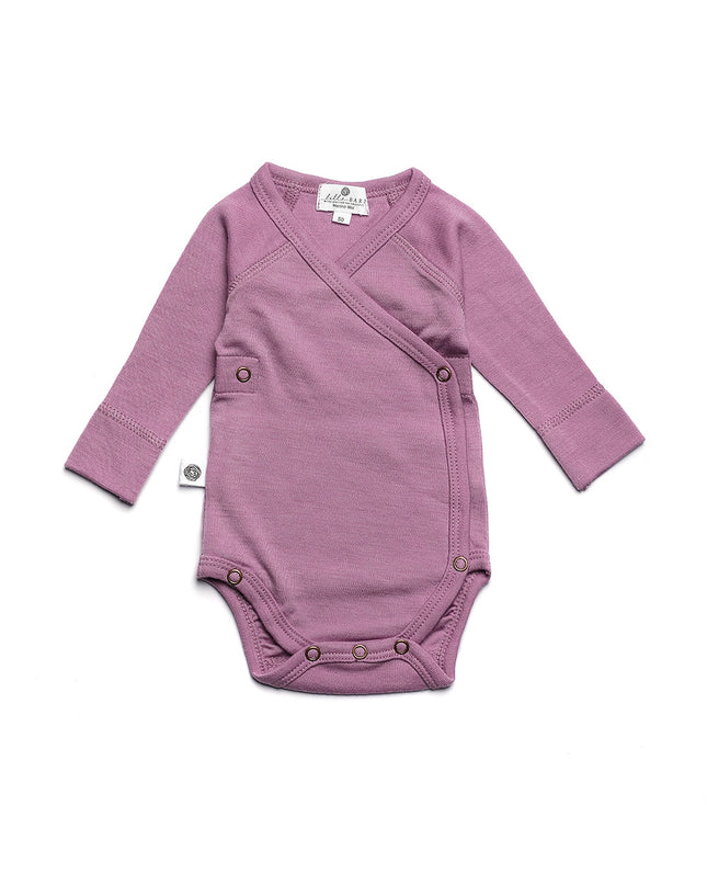 Wollen Overslagromper lange mouw – Merinowol – Lavender Mist