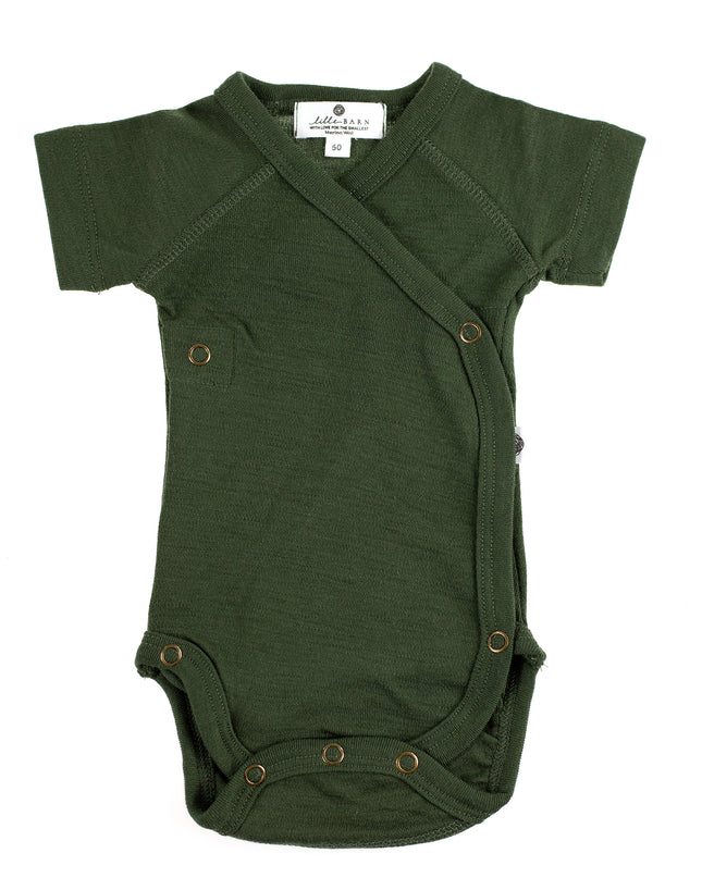 Wollen Overslagromper korte mouw – Merinowol - Rifle Green