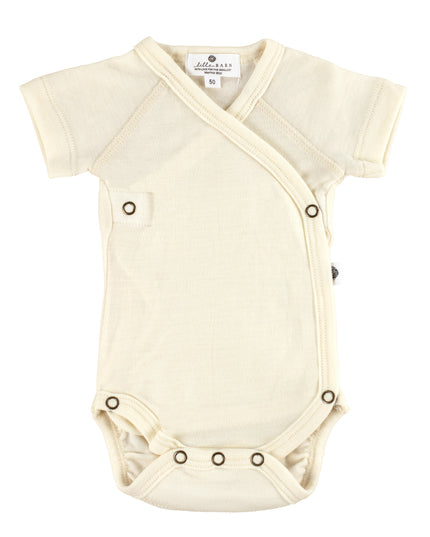 Wollen Overslagromper korte mouw – Merinowol - Naturel