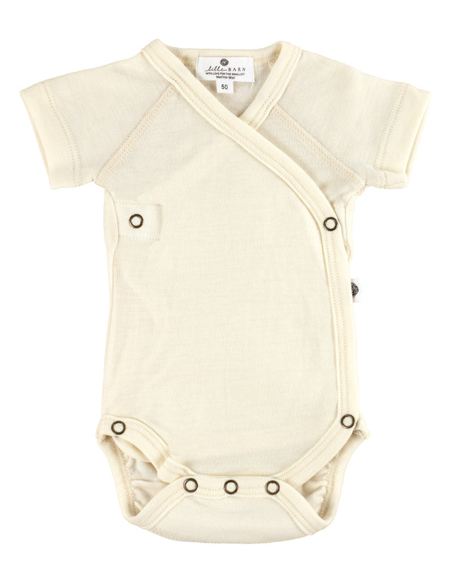 Wollen Overslagromper korte mouw – Merinowol - Naturel