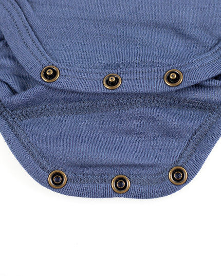 Wollen Overslagromper korte mouw – Merinowol - Vintage Indigo