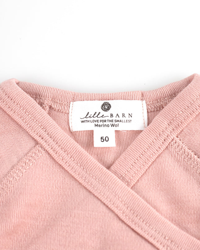 Wollen Overslagromper lange mouw – Merinowol - Misty Rose