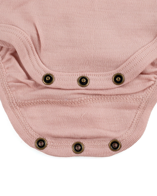 Wollen Overslagromper lange mouw – Merinowol - Misty Rose