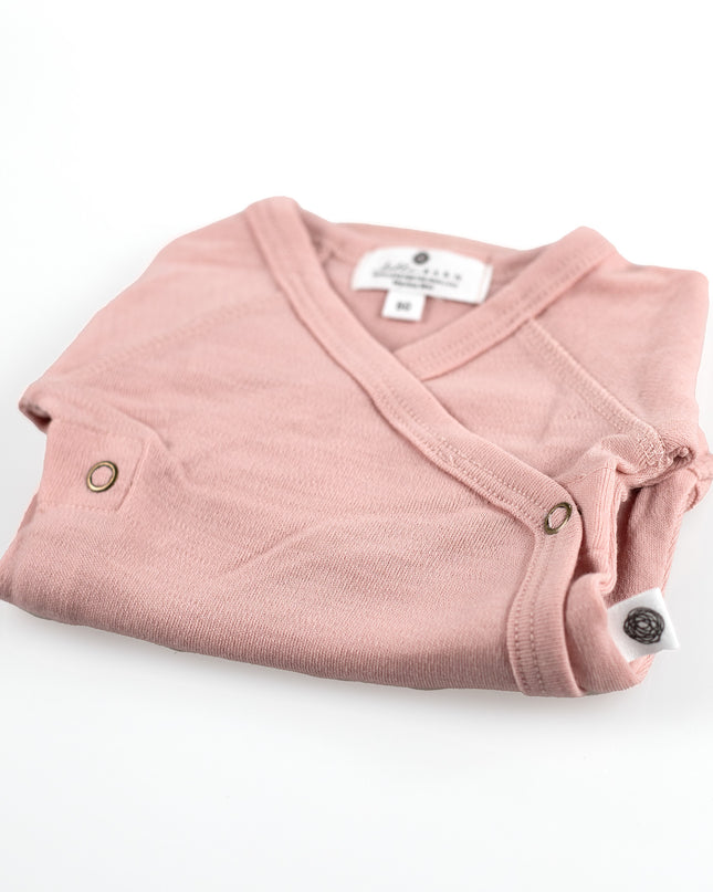 Wollen Overslagromper lange mouw – Merinowol - Misty Rose