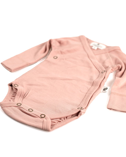 Wollen Overslagromper lange mouw – Merinowol - Misty Rose